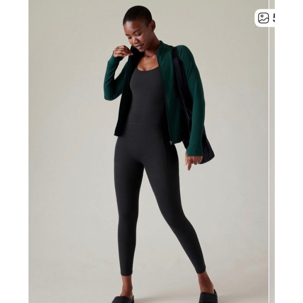 NWT Athleta Salutation Stash 7/8 Bodysuit Black Small Powervita Yoga Activewear